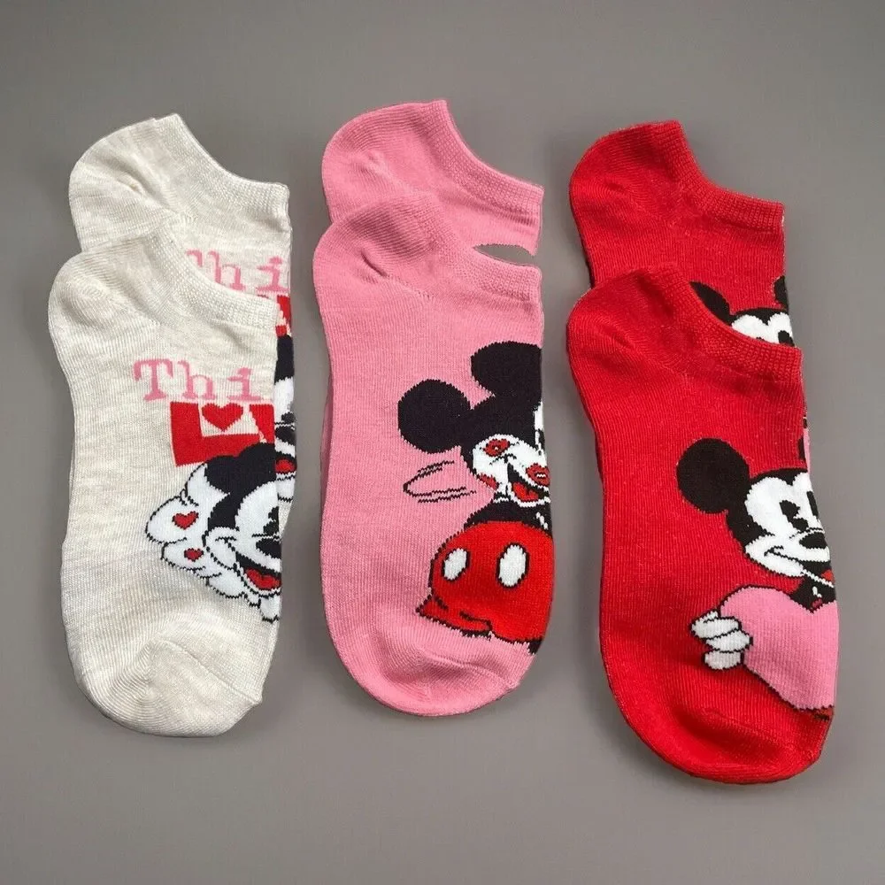 New ✨ WOT-‎ Disney Mickey and Minnie Valentine Socks Set Of 3 Pair